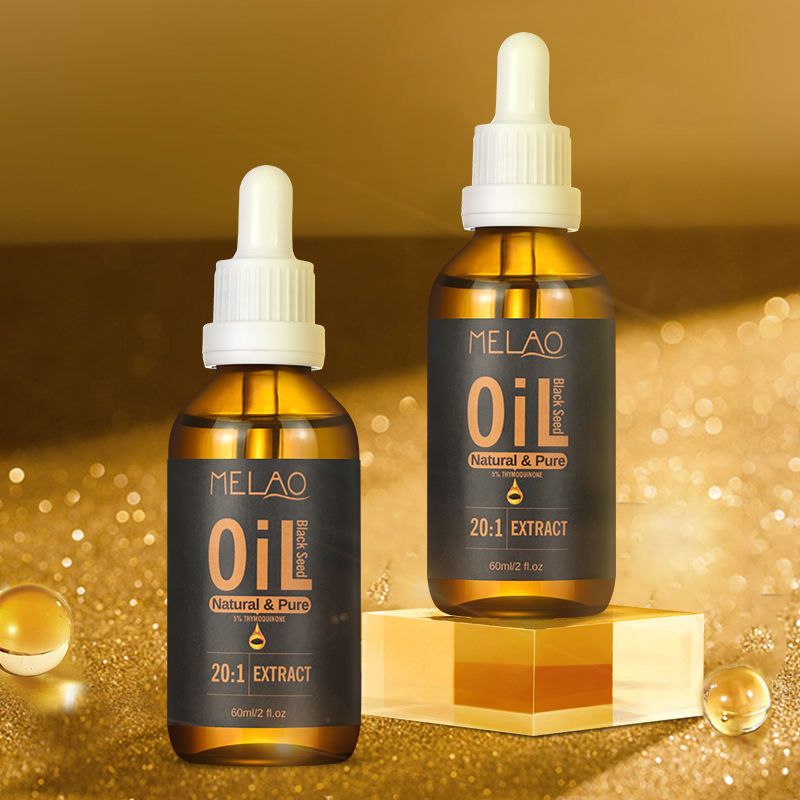 MELAO 20:1 Black Seed Oil - Natural Pure Extract, Suitable for Skin Care and Hair Care, Promotes Hair Growth Nourishes Skin 1 Bottle 60ml