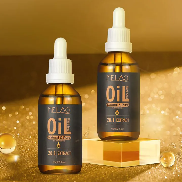 MELAO 20:1 Black Seed Oil - Natural Pure Extract, Suitable for Skin Care and Hair Care, Promotes Hair Growth Nourishes Skin 1 Bottle 60ml