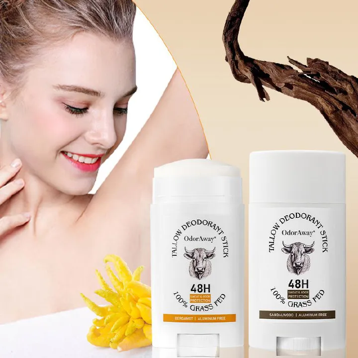 OdorAway Tallow Deodorant Stick - 48H Protection, 100% Grass - Fed, Aluminum Free, 1 bottle 75g