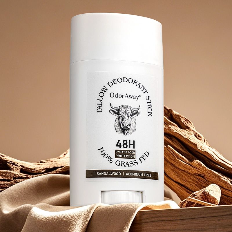 OdorAway Tallow Deodorant Stick - 48H Protection, 100% Grass - Fed, Aluminum Free, 1 bottle 75g