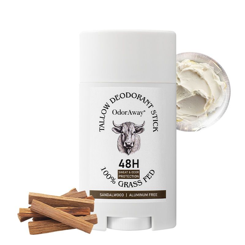 OdorAway Tallow Deodorant Stick - 48H Protection, 100% Grass - Fed, Aluminum Free, 1 bottle 75g