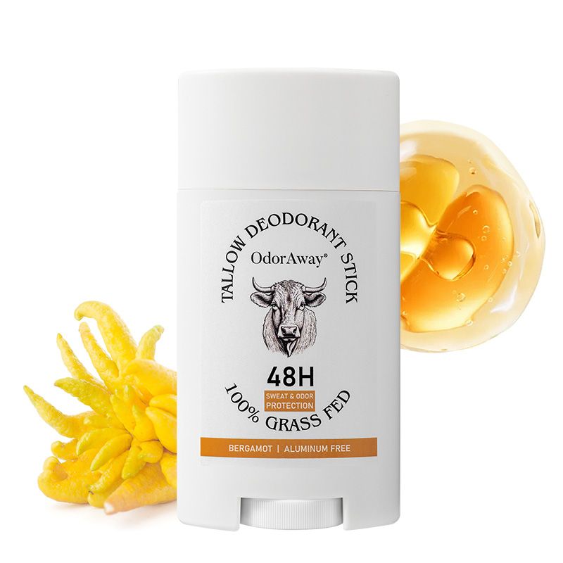 OdorAway Tallow Deodorant Stick - 48H Protection, 100% Grass - Fed, Aluminum Free, 1 bottle 75g