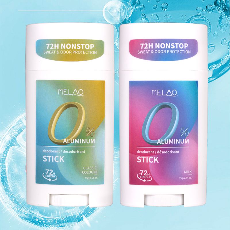 MELAO Aluminum - Free Deodorant Stick - 72H Protection, Milk/Classic Cologne Scents, 1 bottle 75g
