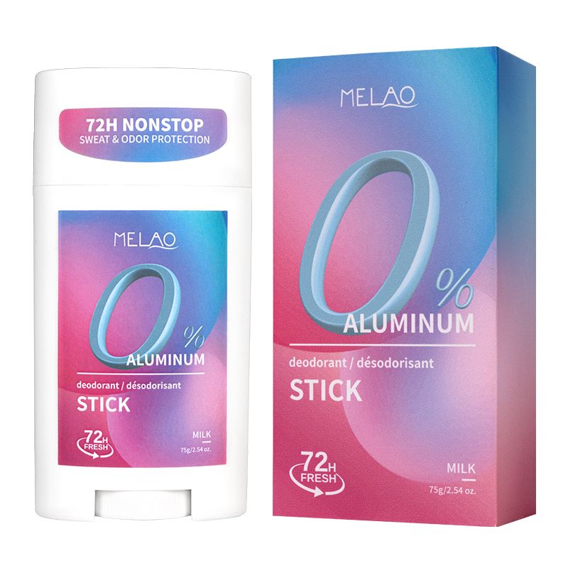 MELAO Aluminum - Free Deodorant Stick - 72H Protection, Milk/Classic Cologne Scents, 1 bottle 75g