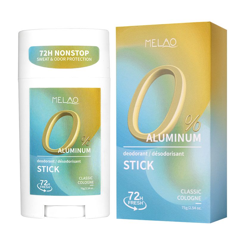 MELAO Aluminum - Free Deodorant Stick - 72H Protection, Milk/Classic Cologne Scents, 1 bottle 75g