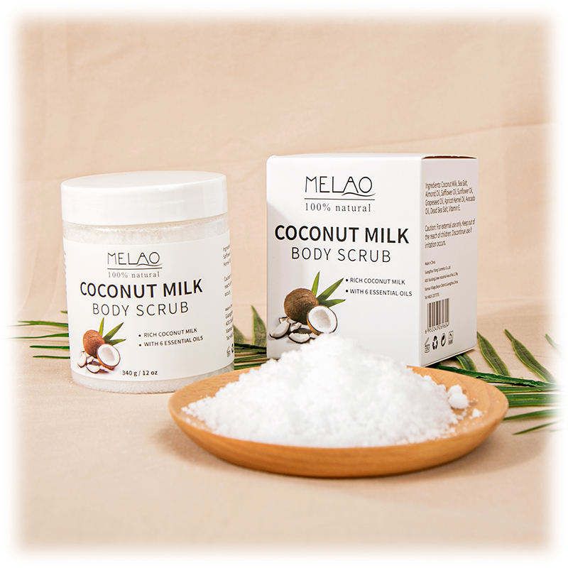 MELAO Coconut Milk Body Whitening Exfoliating Scrub, 100% natural, contains 6 essential oils, nourishes the skin, removes melanin 1 bottle 340g