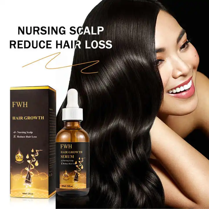 FWH Hair Growth Serum, 5% Minoxidil - Nourishes the scalp, reduces hair loss, stimulates hair follicles, promotes hair growth, 1 bottle 60ml