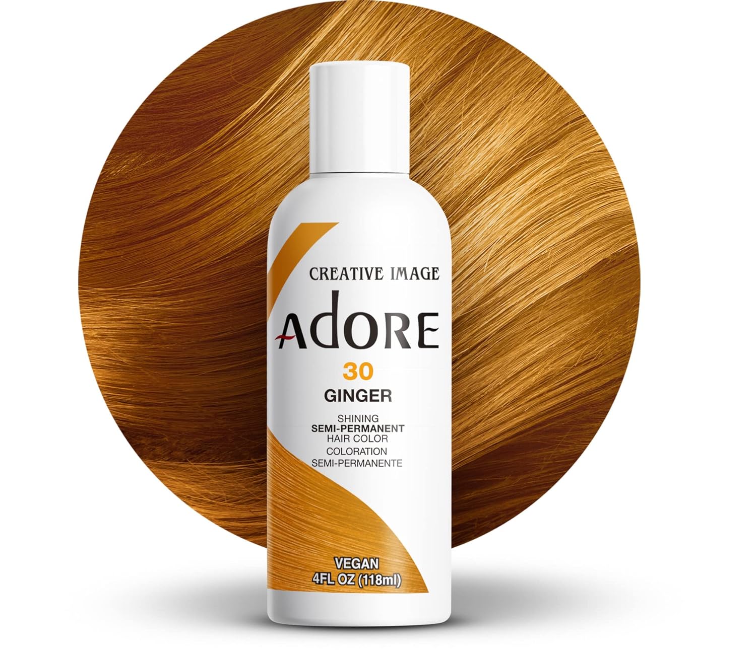 Adore Semi - Permanent Hair Color #30 Ginger, Vegan Shining Hair Dye, 1 bottle 118ml