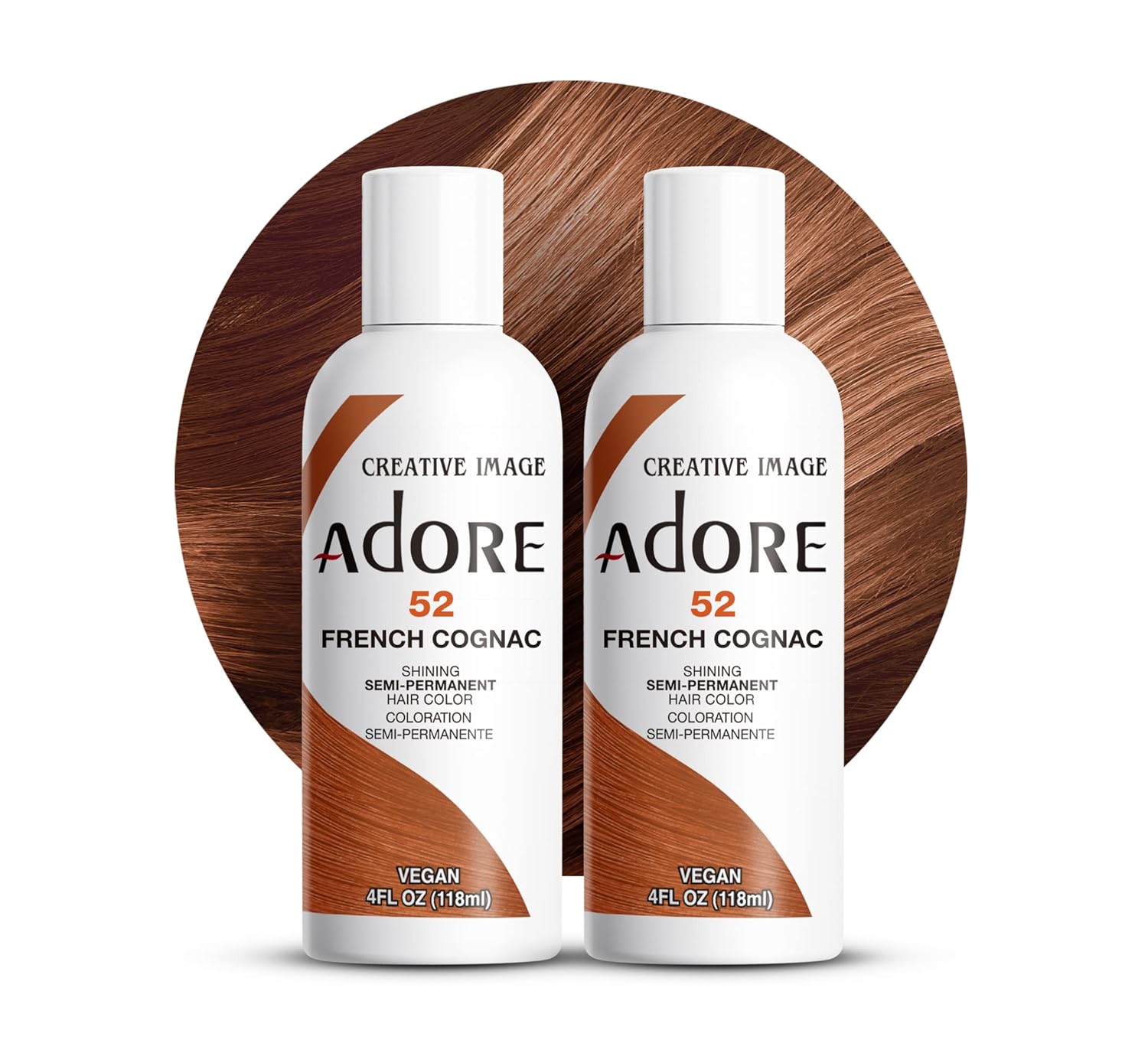 Adore Semi - Permanent Hair Color #52 French Cognac, Vegan Shining Hair Dye, 1 bottle 118ml