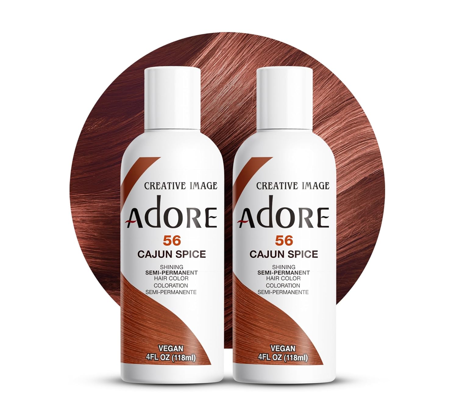 Adore Semi - Permanent Hair Dye #56 Cajun Spice, Vegan Formula for Shiny Locks, 1 bottle 118ml