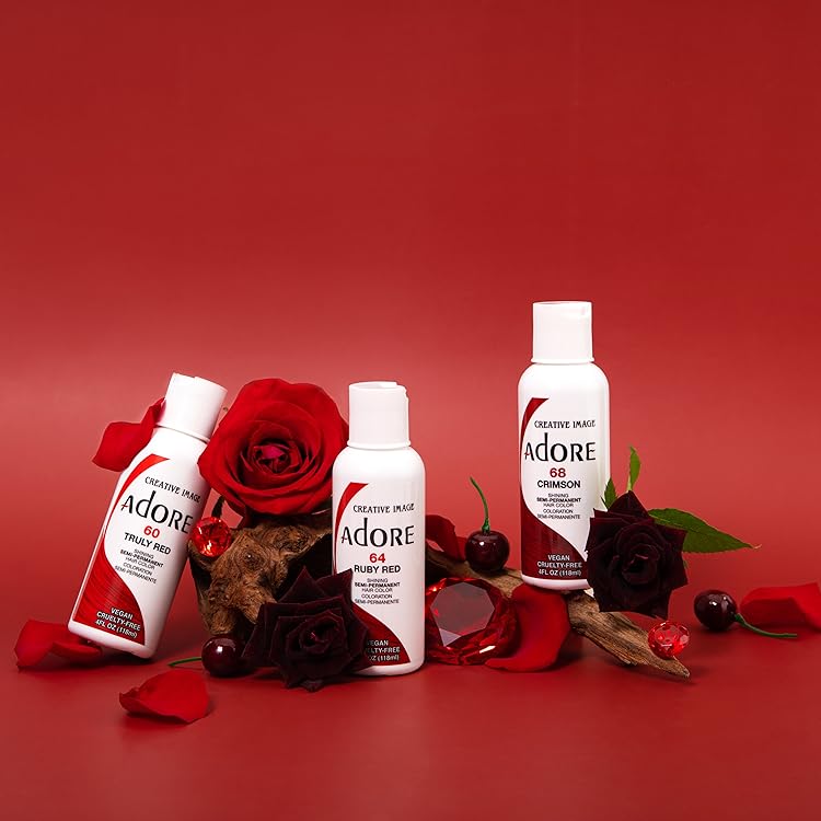 Adore Truly Red Hair Dye #60, Vegan Semi - Permanent Color for Shiny Locks, 1 bottle 118ml