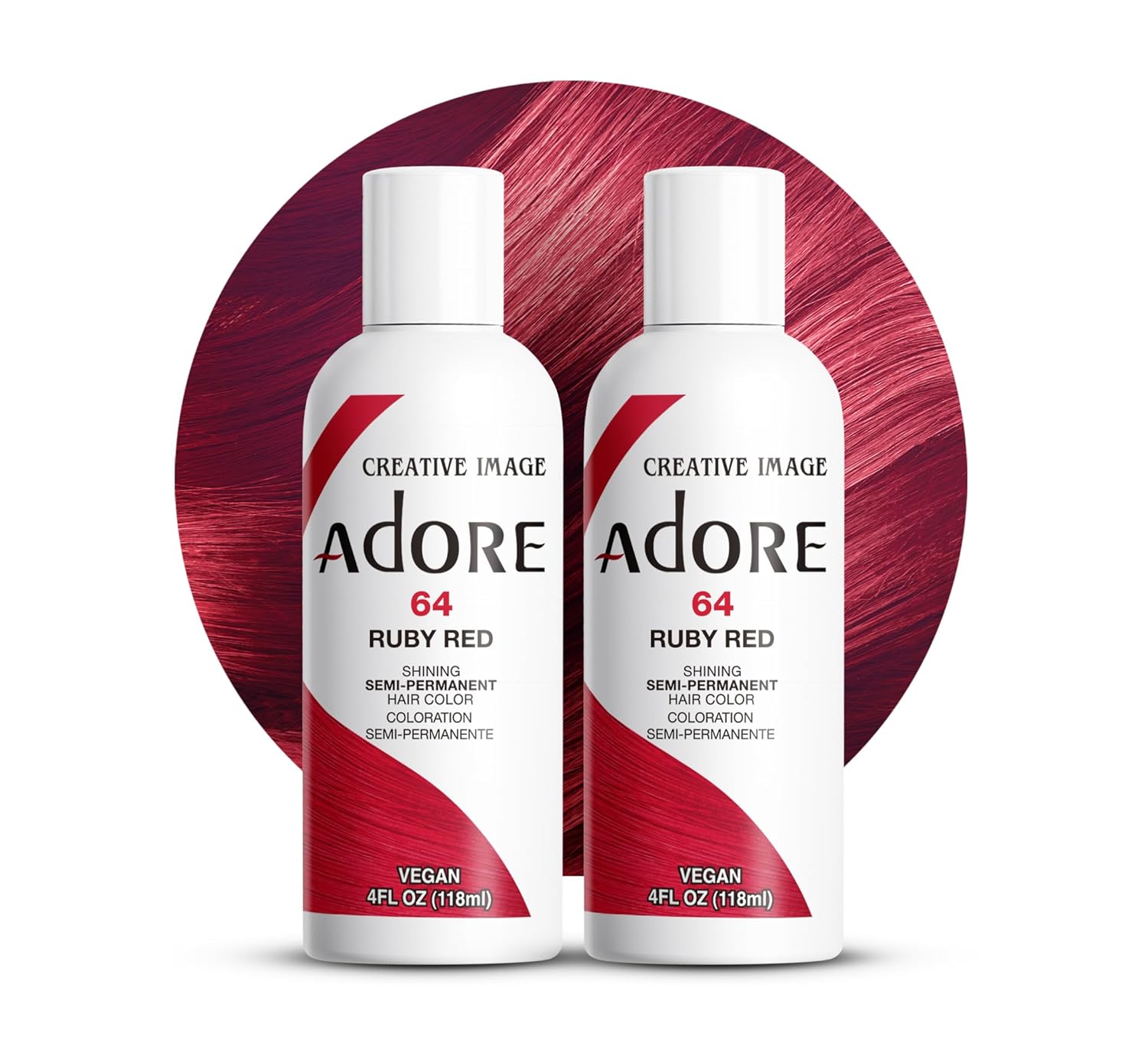 Adore Semi - Permanent Hair Color #64 Ruby Red, Vegan Shining Hair Dye, 1 bottle 118ml