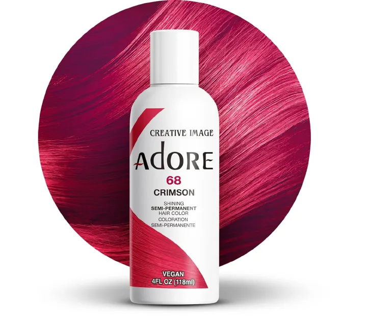 Adore Semi - Permanent Hair Color #68 Crimson, Vegan Shining Hair Dye, 1 bottle 118ml