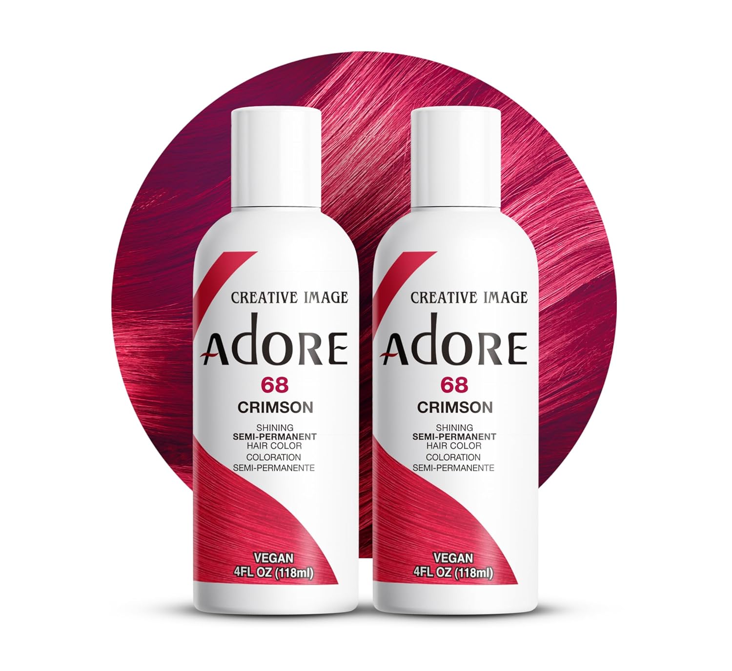 Adore Semi - Permanent Hair Color #68 Crimson, Vegan Shining Hair Dye, 1 bottle 118ml