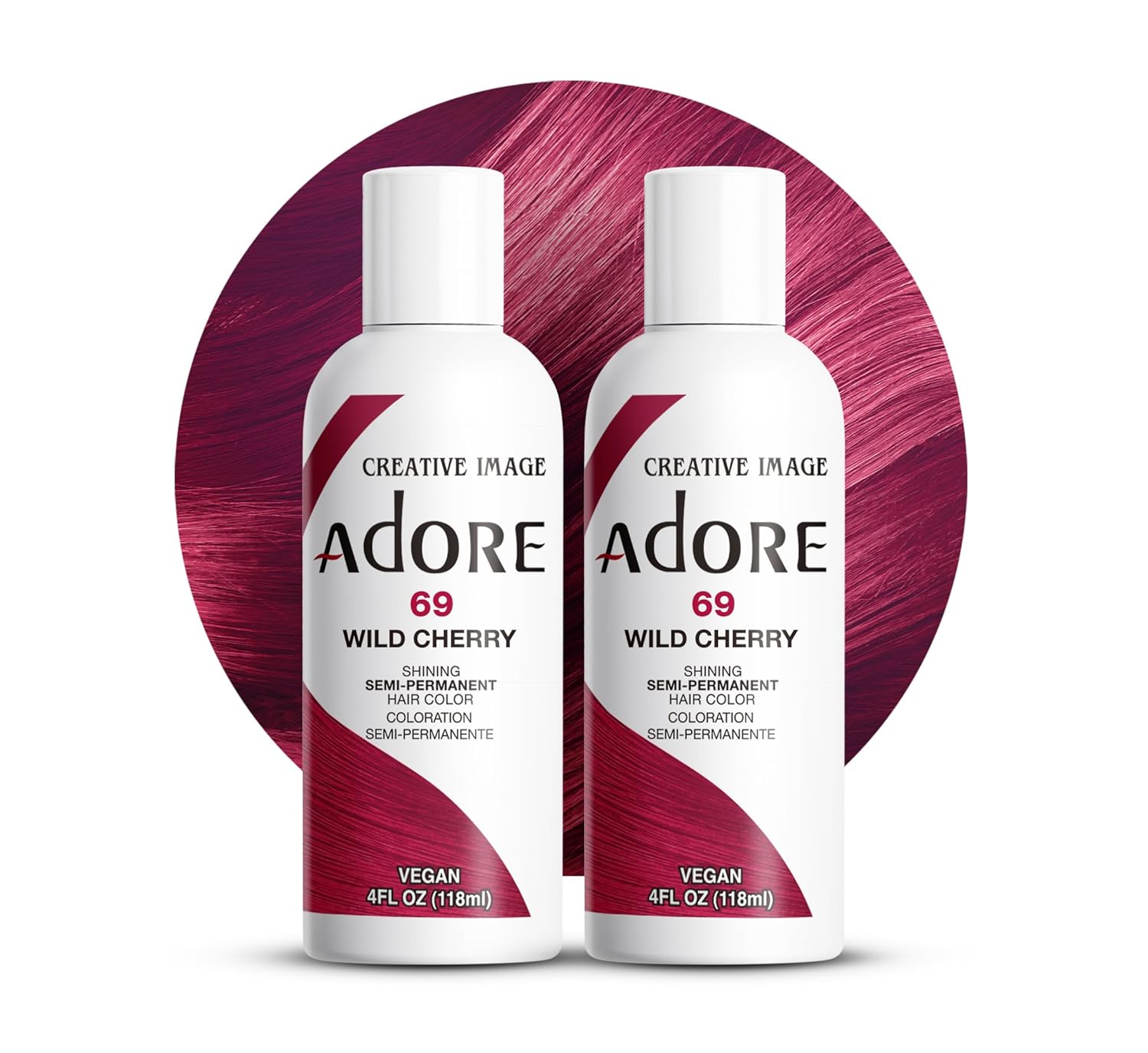 Adore Semi - Permanent Hair Color #69 Wild Cherry, Vegan Shining Hair Dye, 1 bottle 118ml