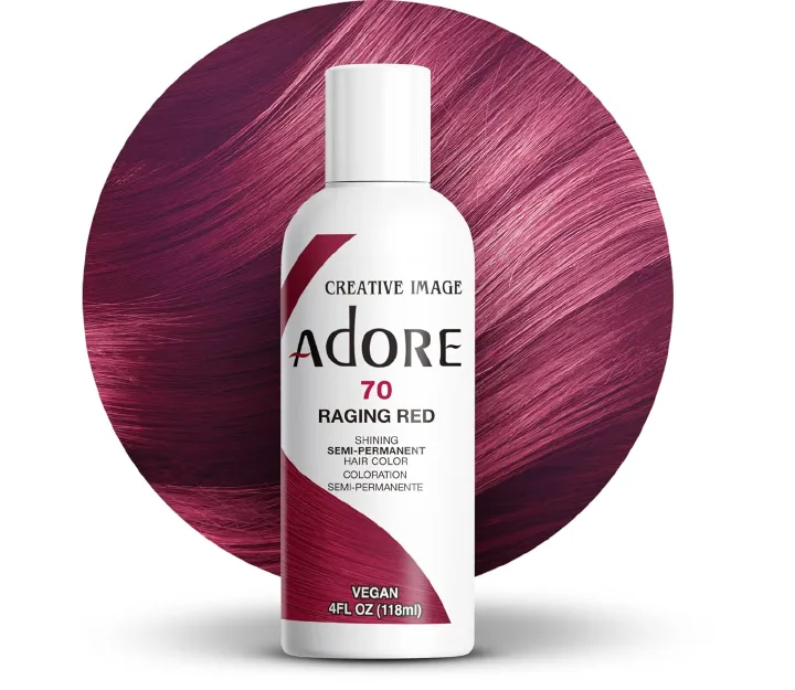 Adore Semi - Permanent Hair Color #70 Raging Red, Vegan Shining Hair Dye, 1 bottle 118ml