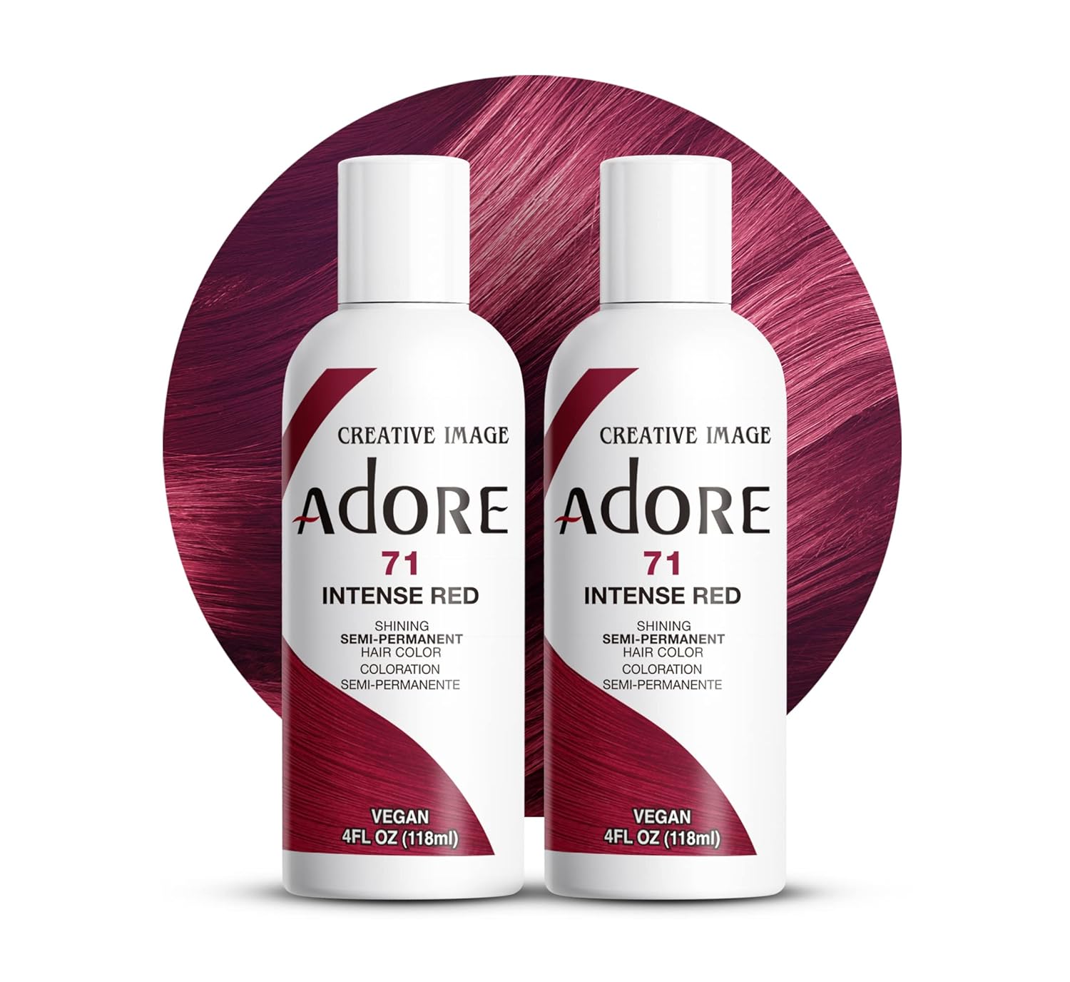 Adore Semi - Permanent Hair Color #71 Intense Red, Vegan Shining Hair Dye, 1 bottle 118m