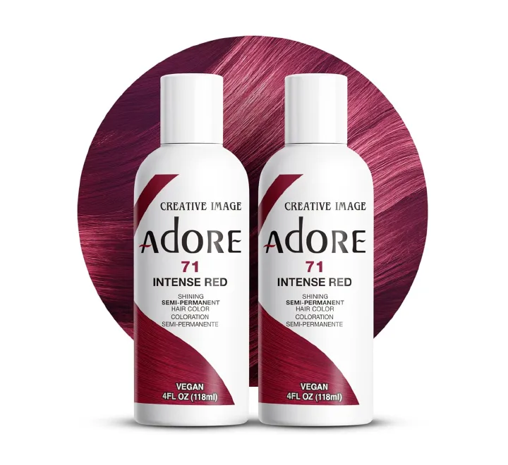 Adore Semi - Permanent Hair Color #71 Intense Red, Vegan Shining Hair Dye, 1 bottle 118m
