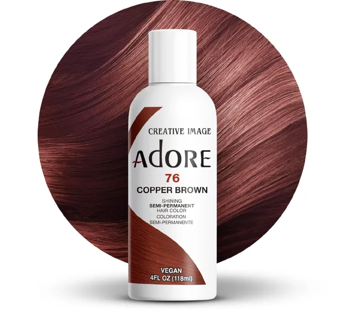 Adore Semi - Permanent Hair Color #76 Copper Brown, Vegan Shining Hair Dye, 1 bottle 118ml