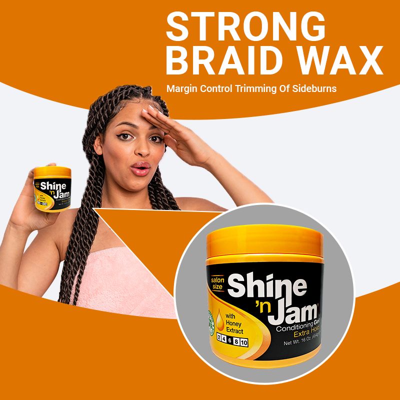 Shine 'n Jam  Hair wax，Braid hair wax，edge control ，no white flaking ，Suitable for braided curly hair1 bottle 454g
