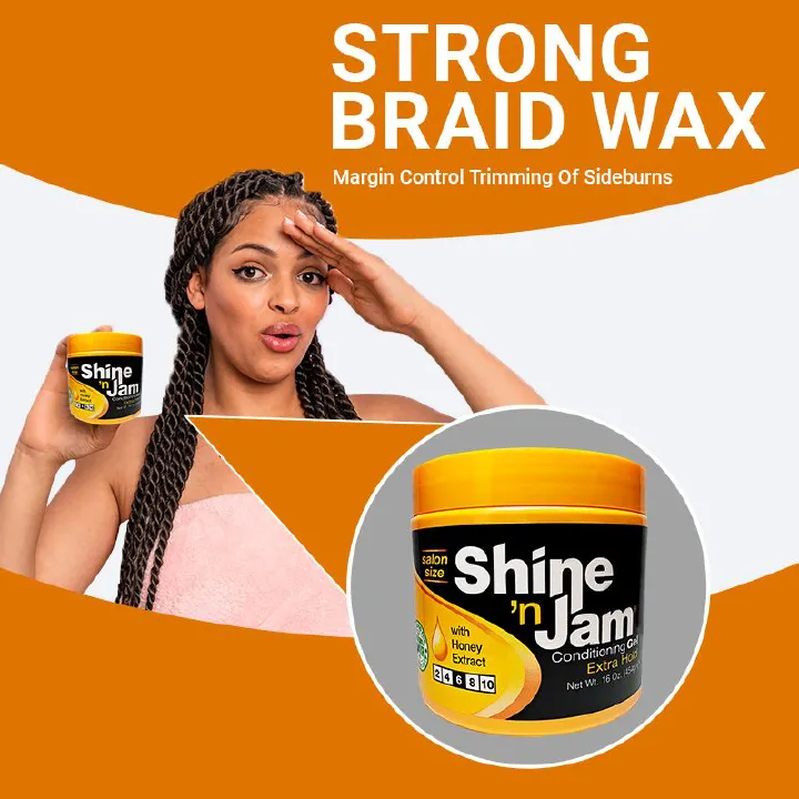 Shine 'n Jam  Hair wax，Braid hair wax，edge control ，no white flaking ，Suitable for braided curly hair1 bottle 454g