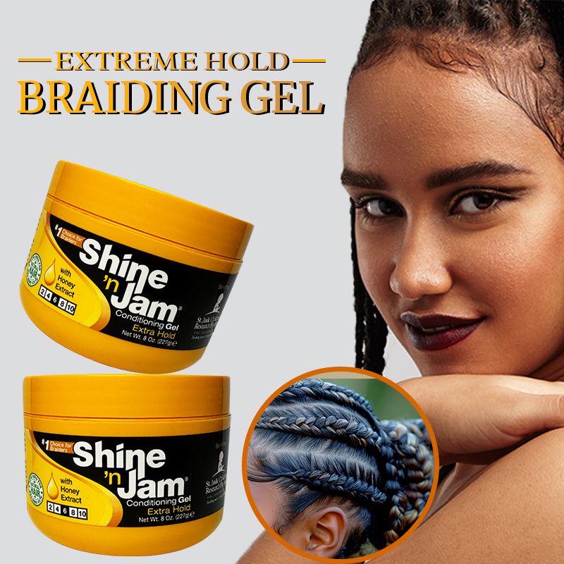 Shine 'n Jam Honey Strong Braid Wax ，Great for braided curly hair，edge control ，Non-whitening 1 bottle 227g