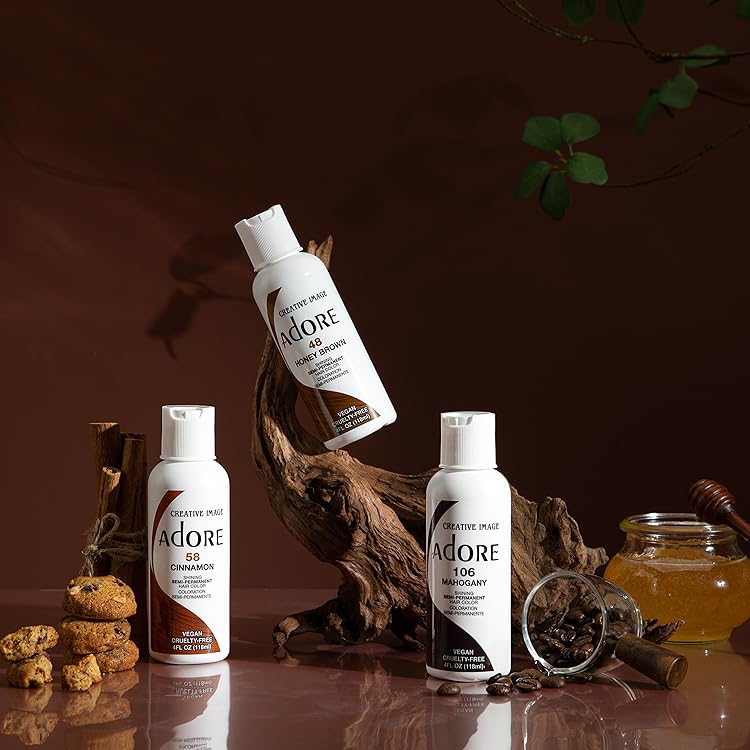 Adore 104 Sienna Brown Semi - Permanent Hair Color, Vegan, Shining Dye for Vibrant Hair1 bottle 118ml