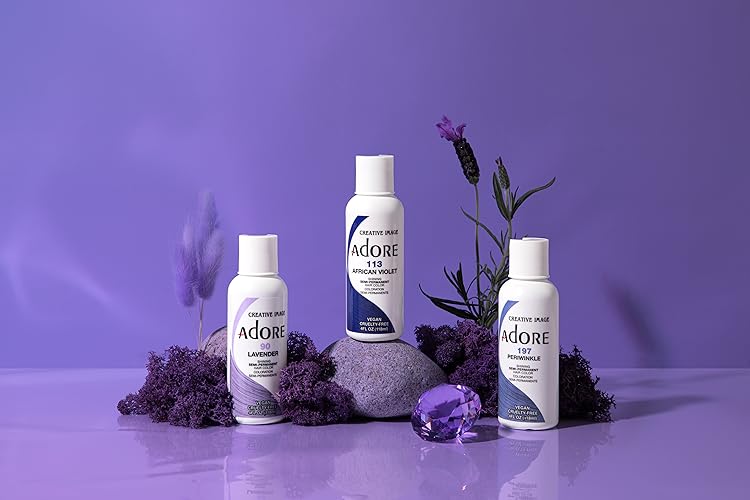 Adore 114 Violet Gem Semi - Permanent Hair Dye, Shining Vegan Formula, 1 bottle 118ml