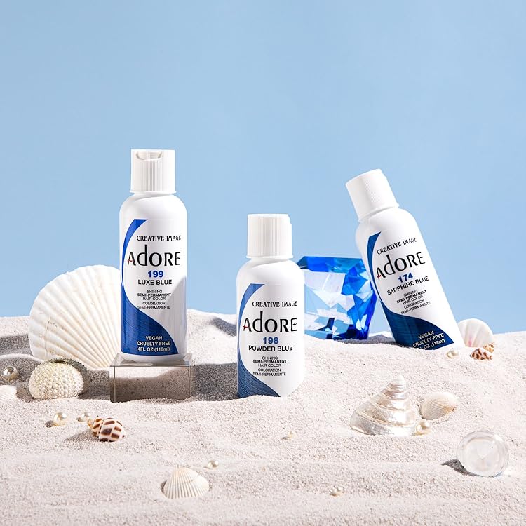 Adore 117 Aquamarine Semi - Permanent Hair Dye, Shining Vegan Formula, 1 bottle 118ml