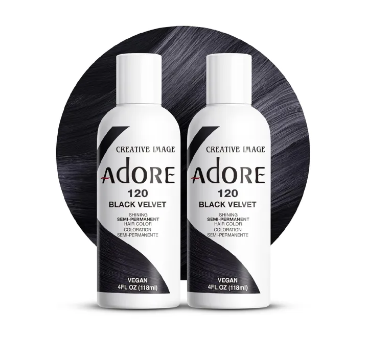 Adore 120 Black Velvet Semi - Permanent Hair Dye, Shining Vegan Formula, 1 bottle 118ml
