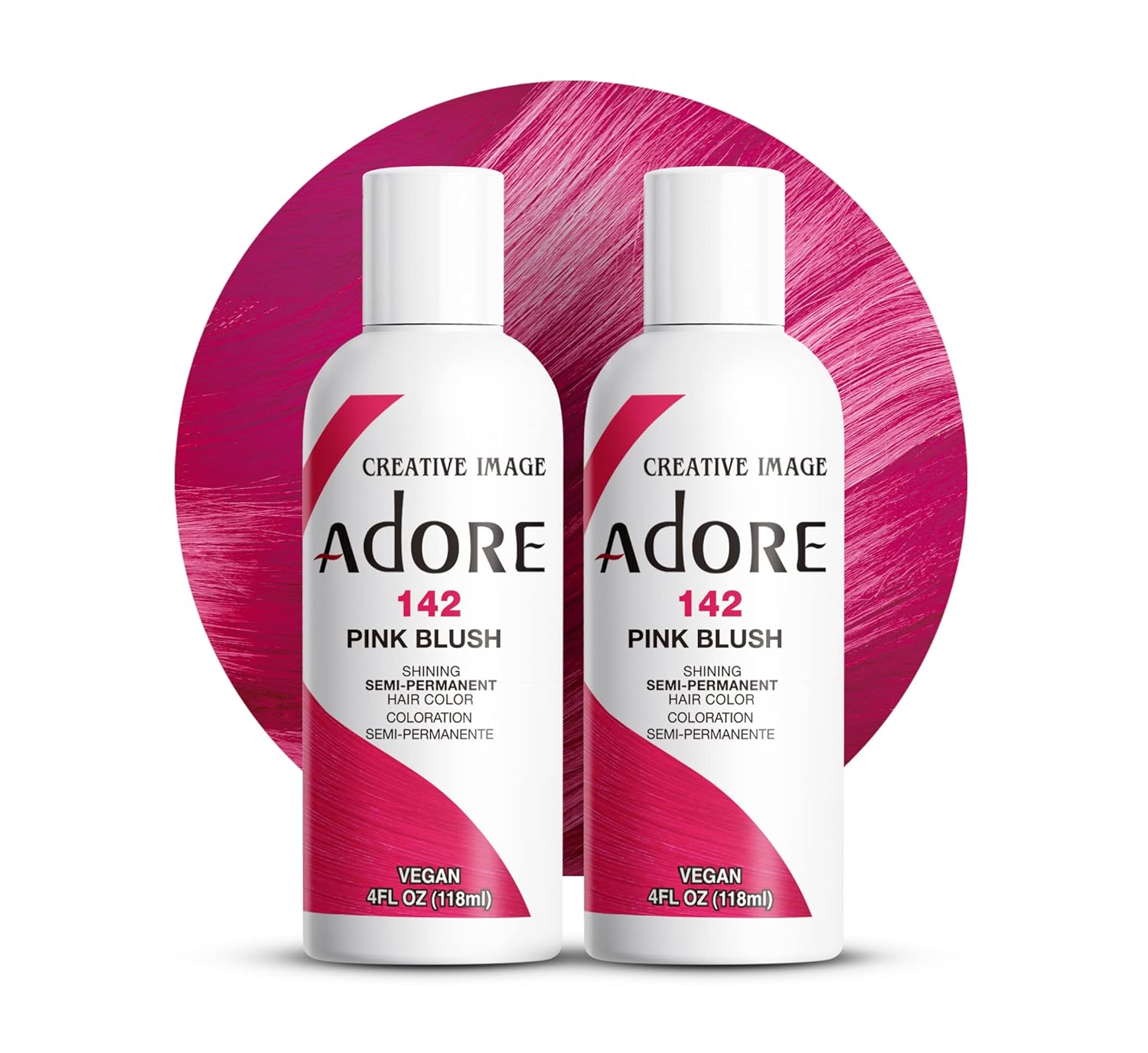 Adore 142 Pink Blush Semi - Permanent Hair Dye, Shining Vegan Formula, 1 bottle 118ml