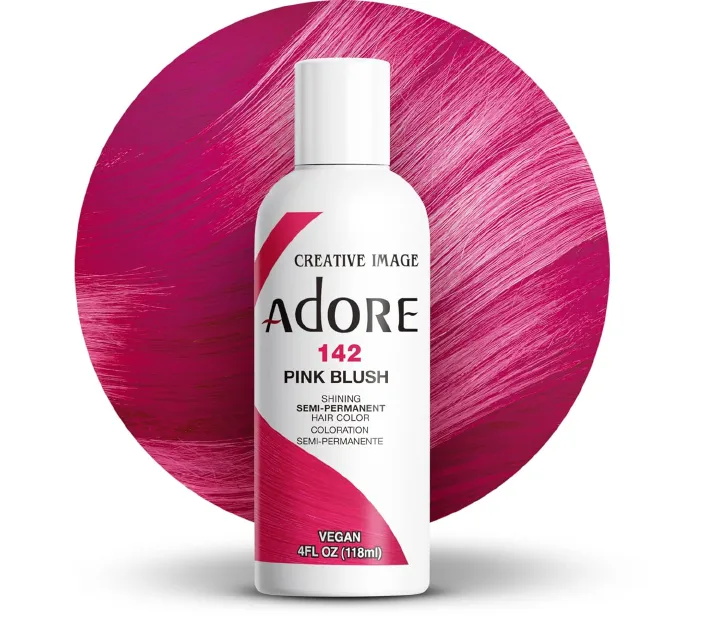 Adore 142 Pink Blush Semi - Permanent Hair Dye, Shining Vegan Formula, 1 bottle 118ml