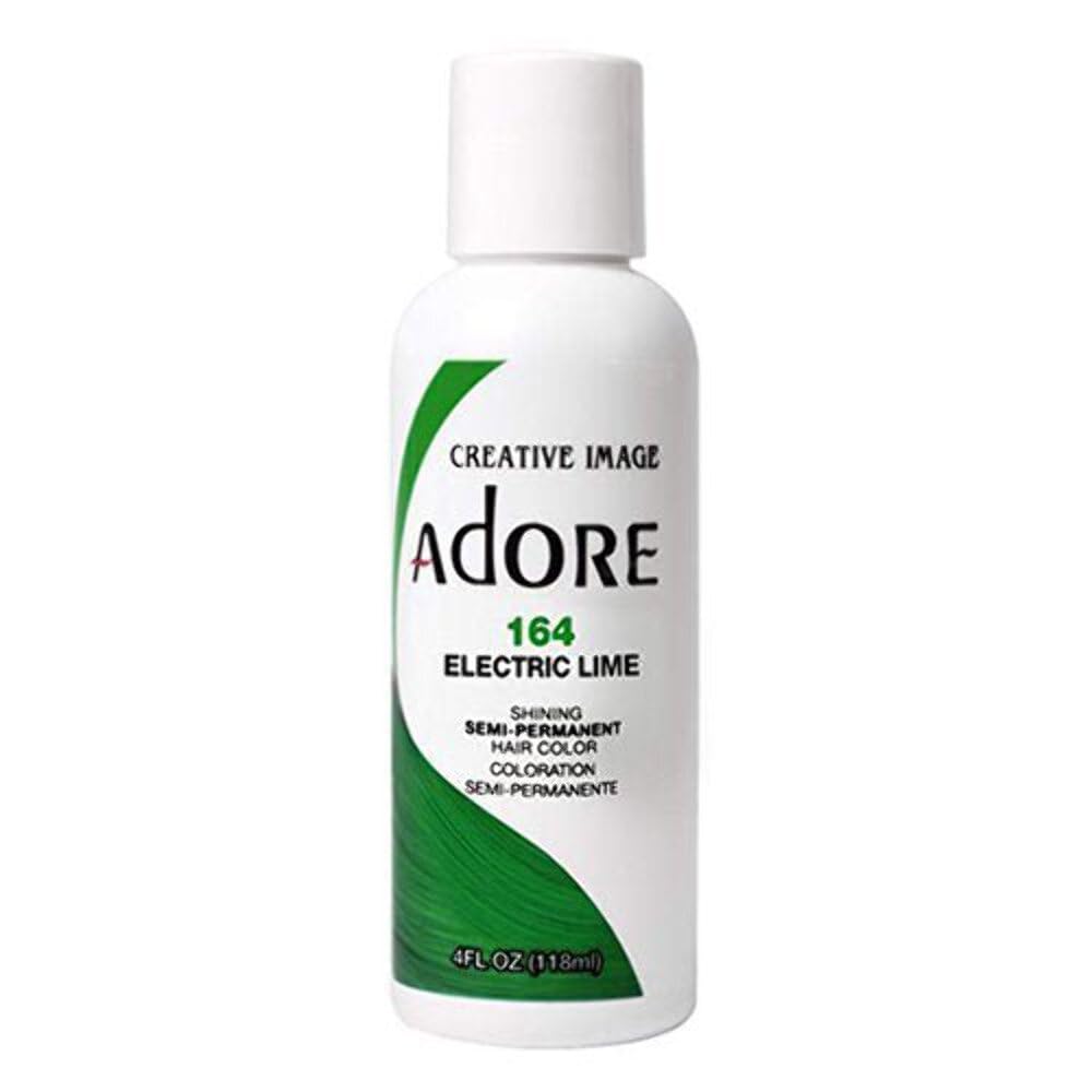 Adore 164 Electric Lime Semi - Permanent Hair Dye, Shining Vegan Formula, 1 bottle 118ml