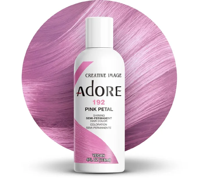 Adore 192 Pink Petal Semi - Permanent Hair Dye, Shining Vegan Formula, 1 bottle 118ml
