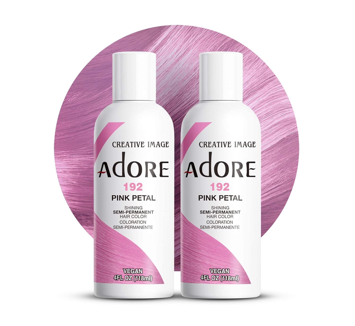 Adore 192 Pink Petal Semi - Permanent Hair Dye, Shining Vegan Formula, 1 bottle 118ml