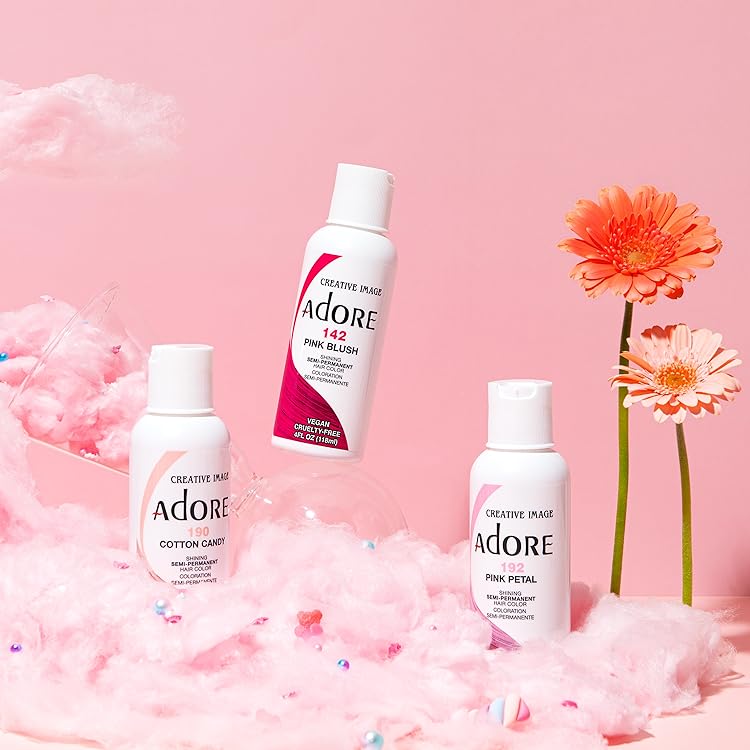 Adore 192 Pink Petal Semi - Permanent Hair Dye, Shining Vegan Formula, 1 bottle 118ml