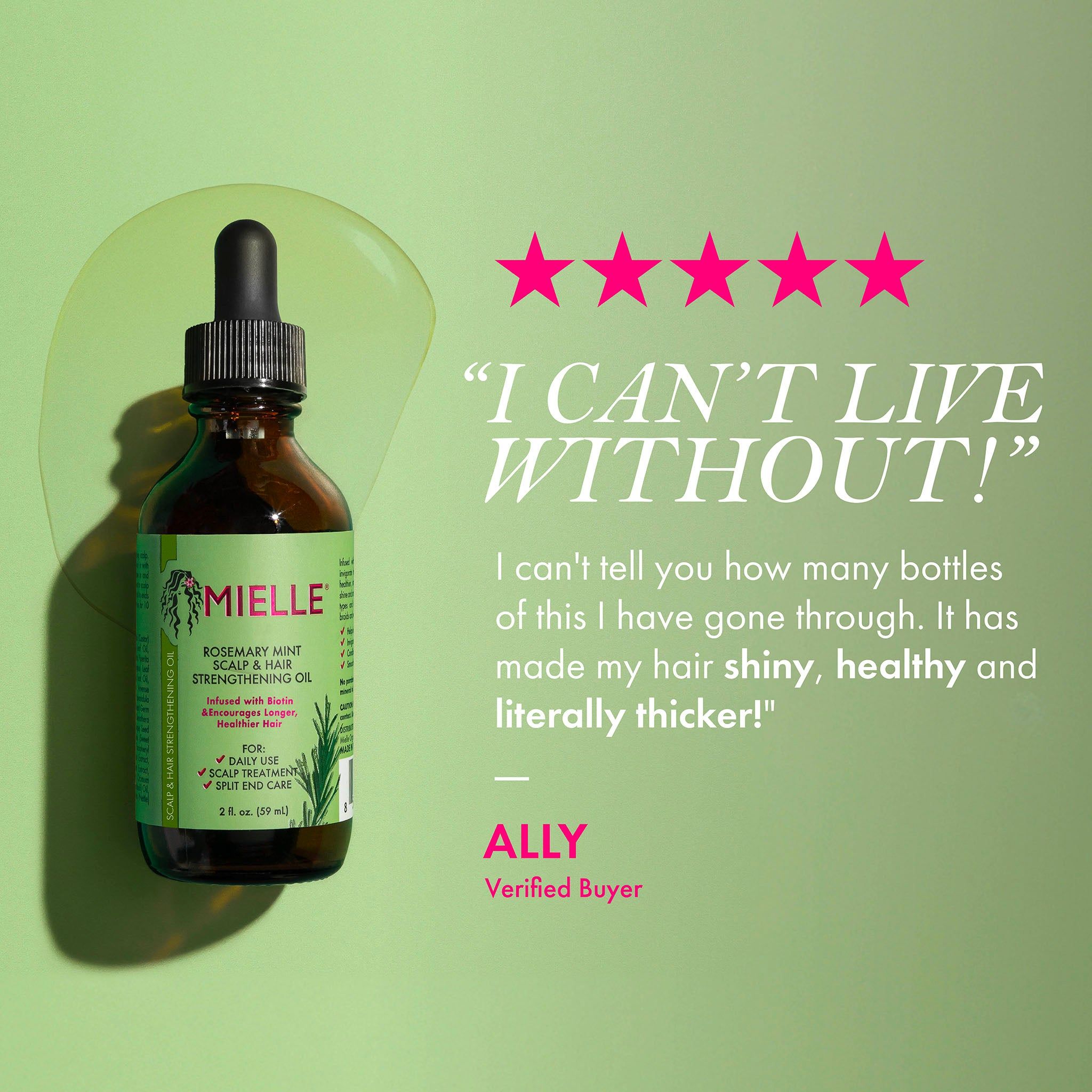 Mielle Pure & Natural Rosemary Mint Hair Oil - Promotes Hair Growth, Reduces Breakage, For Curly, Oily & Frizzy Hair1 bottle 59 ml