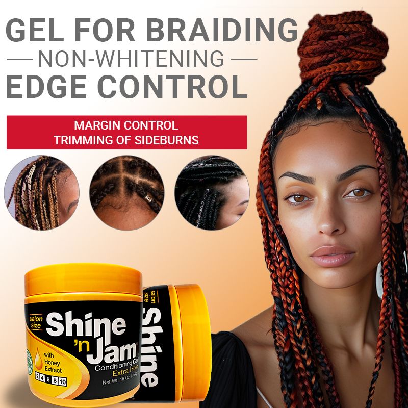 Shine 'n Jam  Hair wax，Braid hair wax，edge control ，no white flaking ，Suitable for braided curly hair1 bottle 454g
