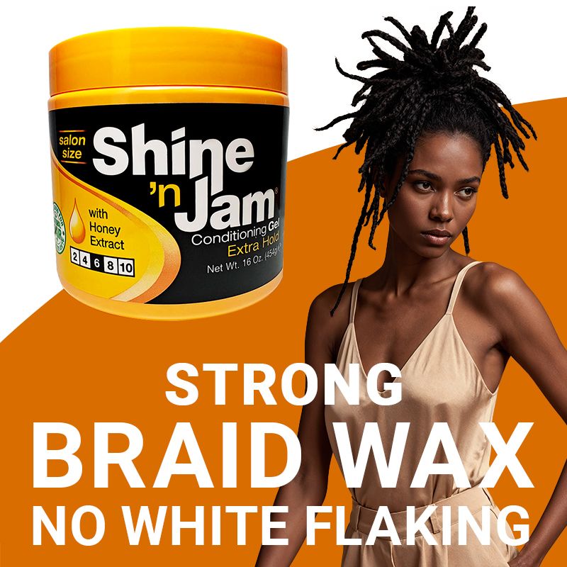 Shine 'n Jam  Hair wax，Braid hair wax，edge control ，no white flaking ，Suitable for braided curly hair1 bottle 454g