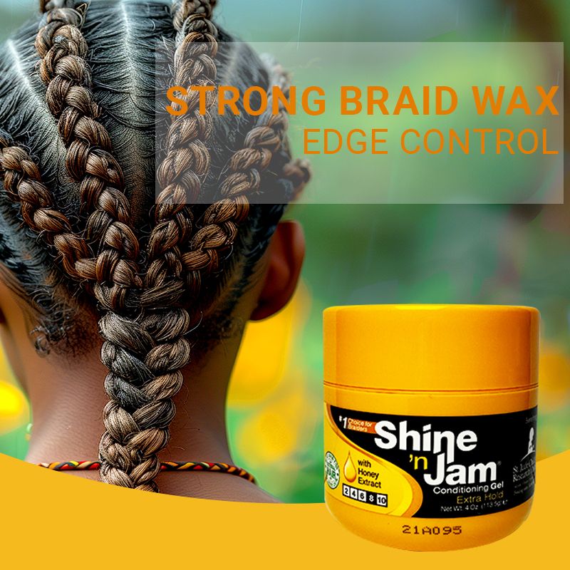 Shine 'n Jam Hair wax，Braid hair wax，edge control ，no white flaking ，Suitable for braided curly hair1 bottle 113g