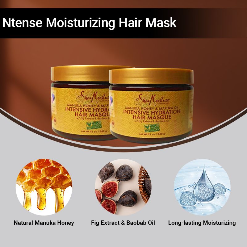 SheaMoisture Natural Manuka Honey and Mavra Oil Intense Moisturizing Hair Mask For Dry, Damaged Hair Deep Conditioning Promotes Hair Growth  1 bottle 340g