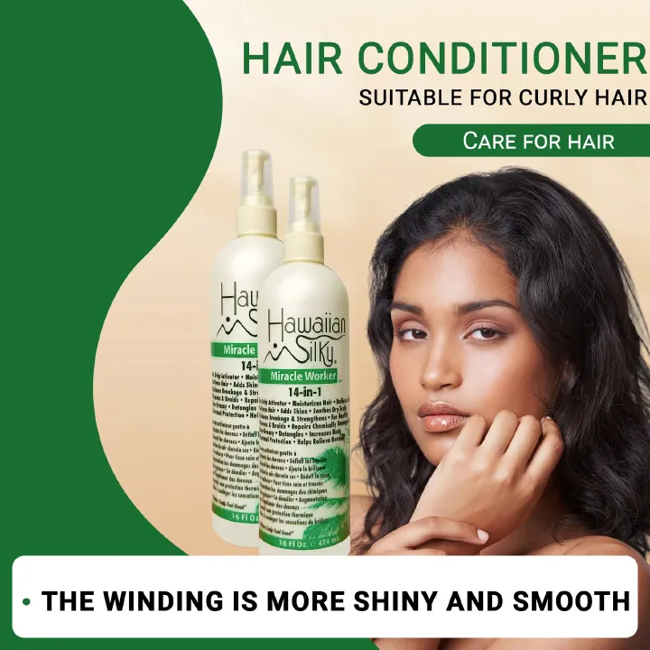 Hawaiian Silky 14-in-1 Conditioner deeply nourishes the scalp and hair, smoothes curls, and promotes hair growth  1 bottle 474ml