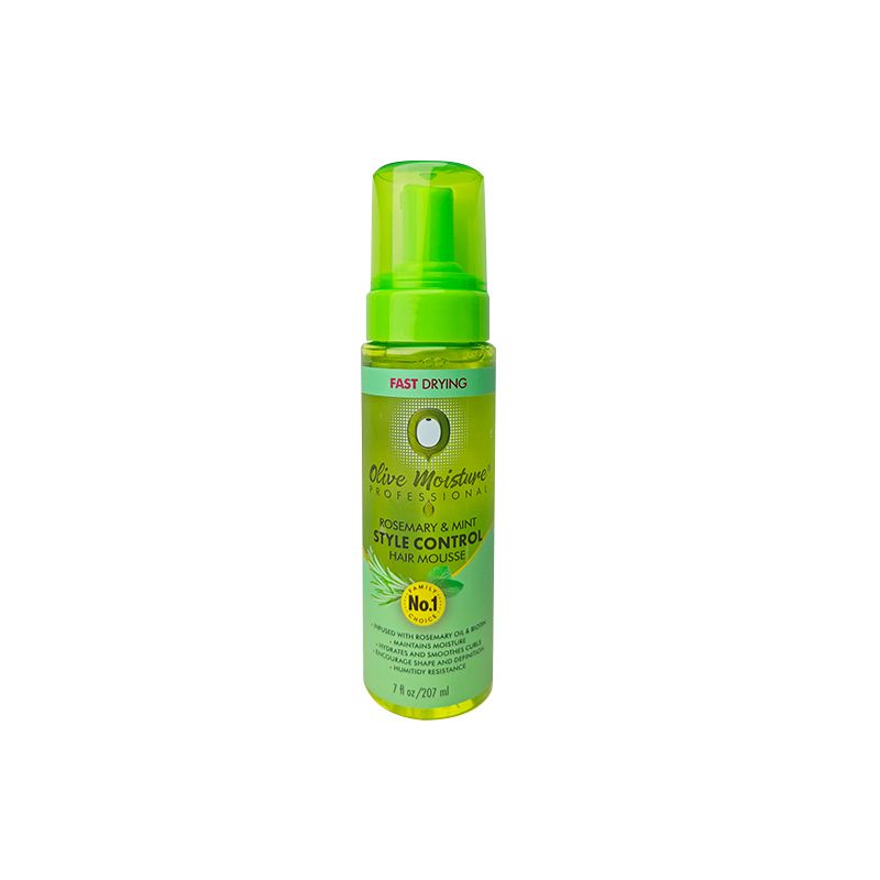 Natural Olive Moisturizing Professional Hair Styling Mousse, Natural Rosemary Mint Style Control, Quick Dry, 7 fl oz / 207 ml,