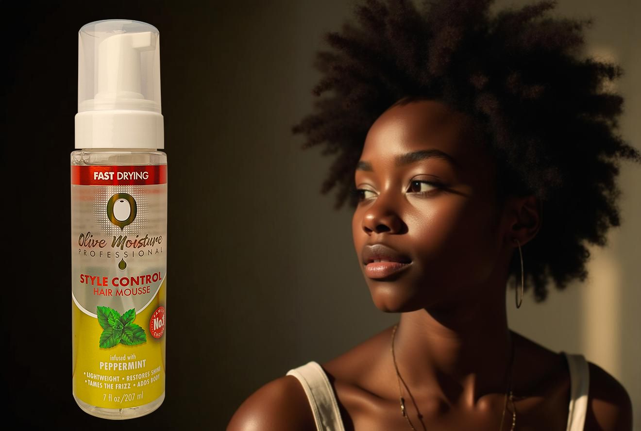Natural Mint Olive Oil Moisturizing Mousse - Quick-drying, anti-frizz, enhances shine and volume 1 bottle 207ml