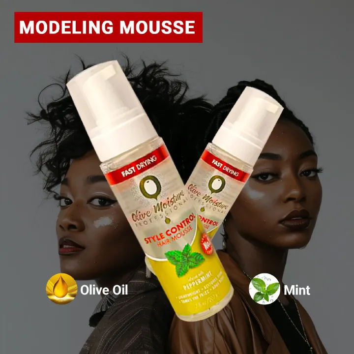 Natural Mint Olive Oil Moisturizing Mousse - Quick-drying, anti-frizz, enhances shine and volume 1 bottle 207ml