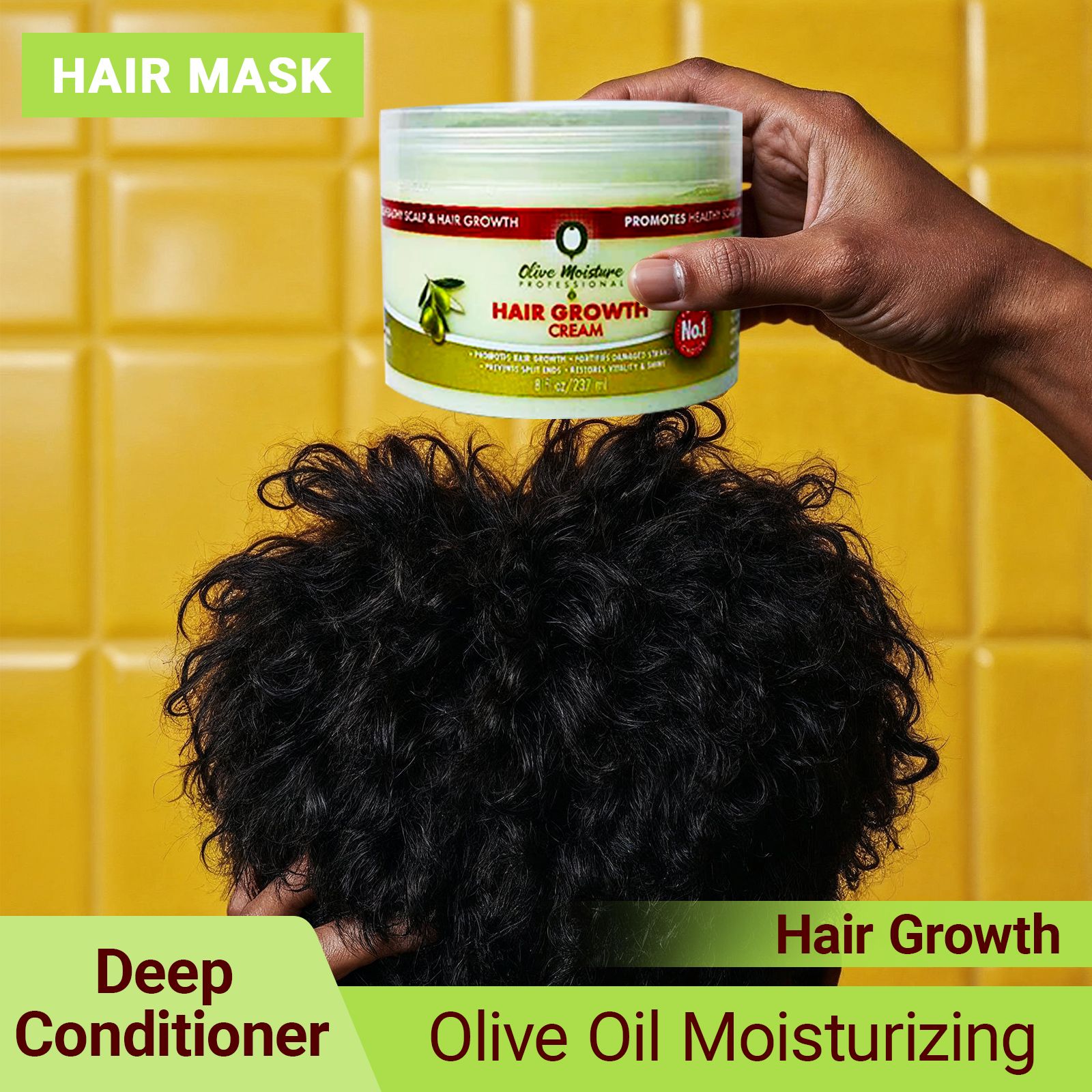 Natural olive moisturizing hair growth cream - promotes hair growth, repairs damaged hair, - strengthens hair and prevents split ends - enhances hair vitality and makes hair shiny 1 bottle 237ml