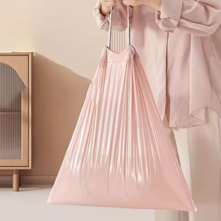 1 pack of super thick durable polyethylene drawstring garbage bag - multi-functional disposable garbage bag for living room, bedroom, bathroom, toilet, kitchen - household portable waste bag