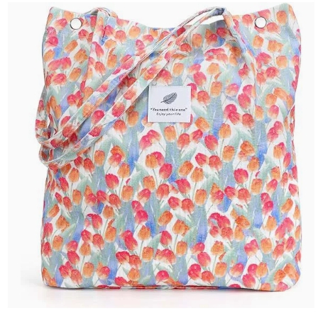 Fresh Sweet Girl Handbag Fashionable High end Corduroy Printed Shoulder Bag Leisure Shopping Commuter Women's Underarm Bag