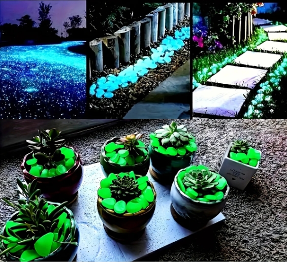 100pcs Glow In The Dark Pebbles, Resin Luminous Stones For Landscape, Garden Paths, Potted Plants, Parks, Aquarium Decor