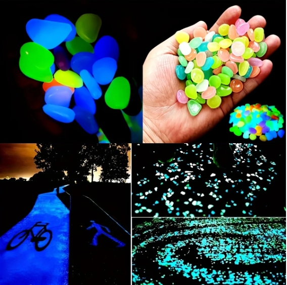 100pcs Glow In The Dark Pebbles, Resin Luminous Stones For Landscape, Garden Paths, Potted Plants, Parks, Aquarium Decor